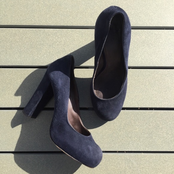 Joie Shoes - Joie Navy Blue Suede Hidden Platform